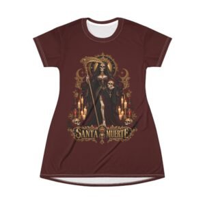Red Santa Muerte T‑Shirt Dress