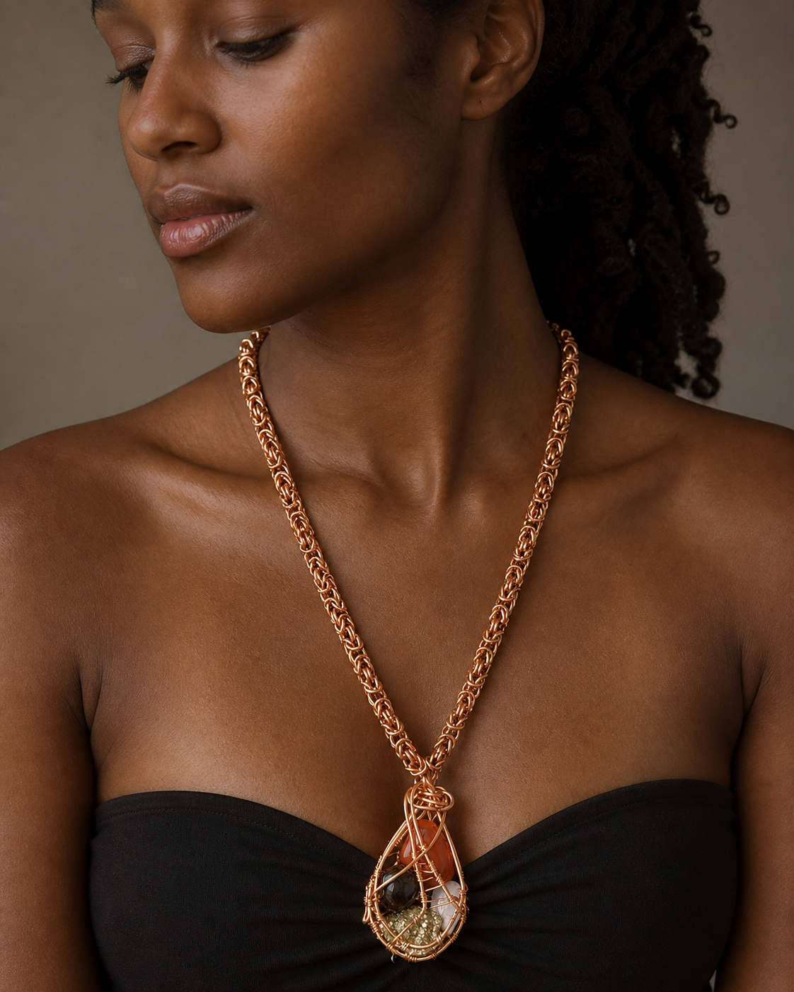 Wire-Wrapped Multi-Stone Pendant (Choose 3–7 Stones, or Intuitive Custom) (Reiki-Infused) - Image 2