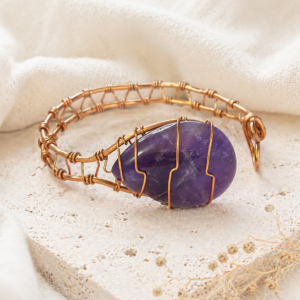 Violet Veil Teardrop Amethyst Copper Cuff