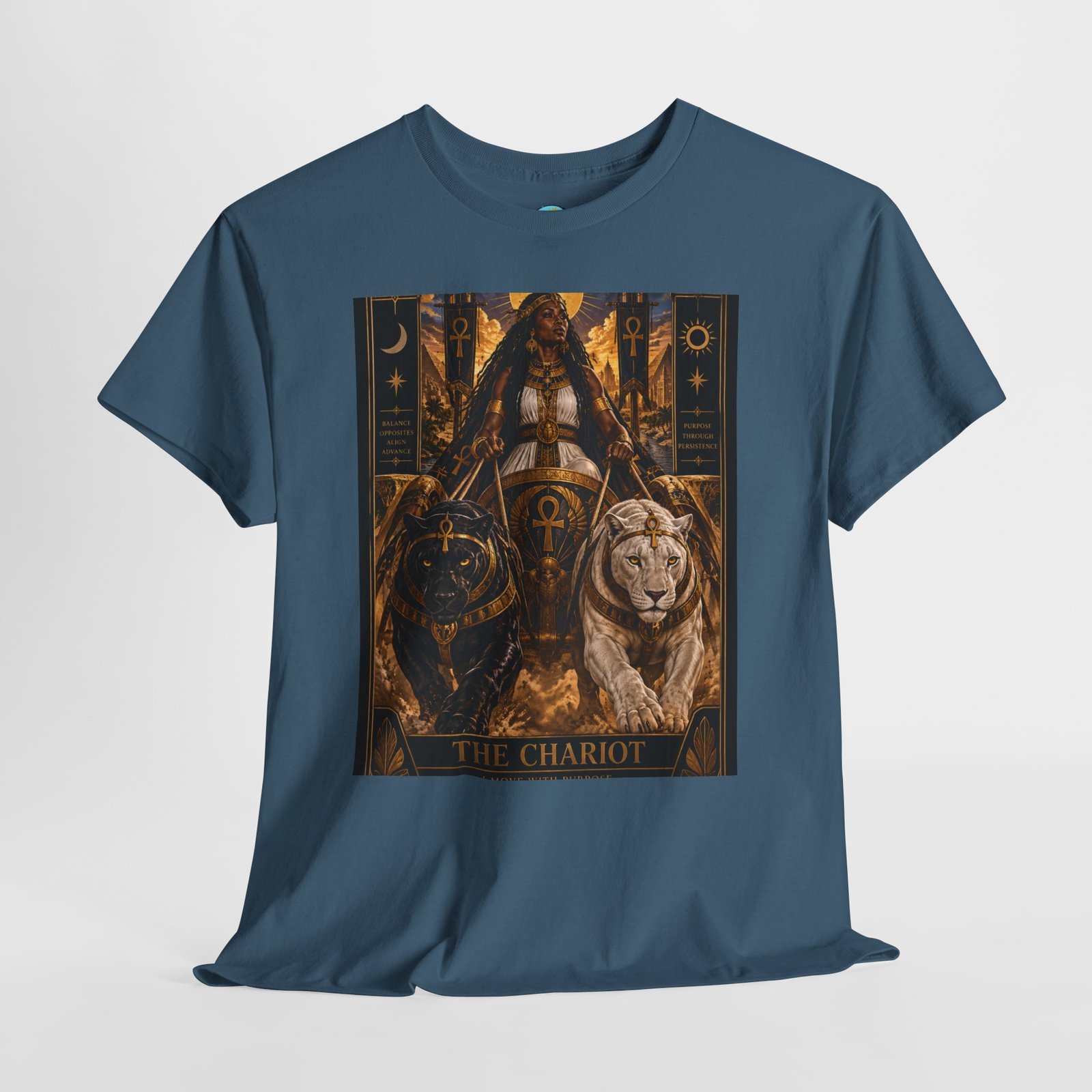 The Chariot Tarot Tee — Mystic Lion & Wheel Graphic T-Shirt - Image 25