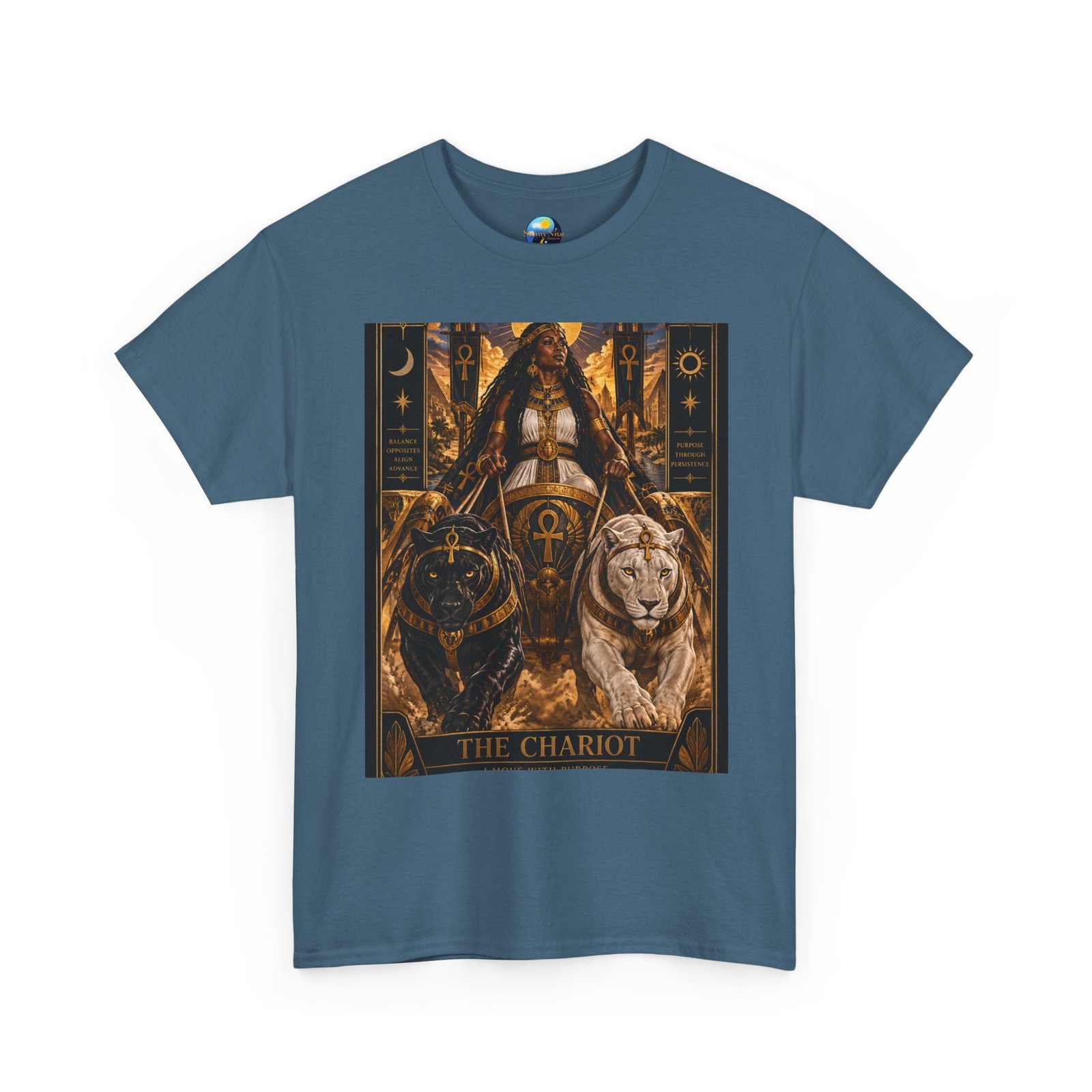 The Chariot Tarot Tee — Mystic Lion & Wheel Graphic T-Shirt - Image 23