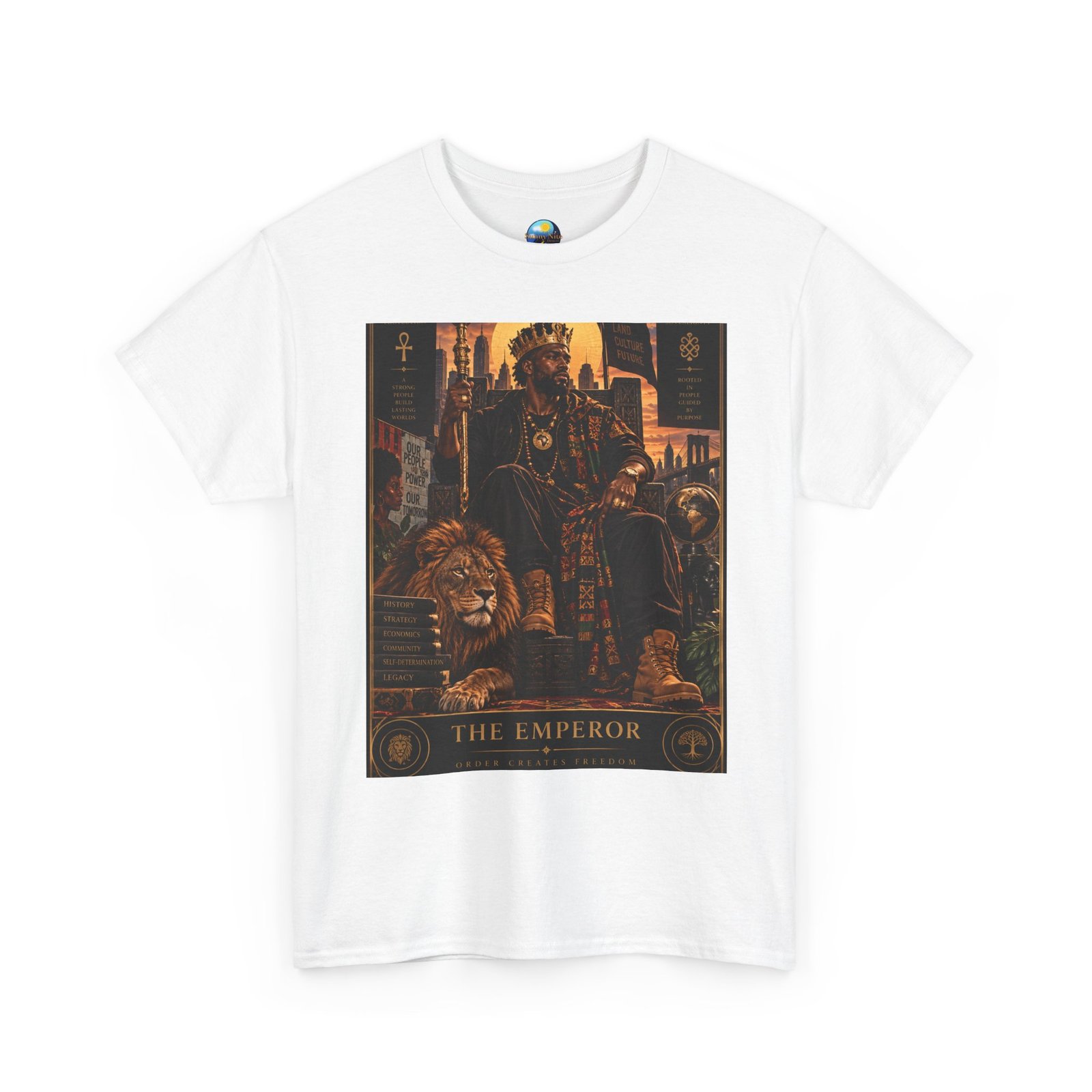The Emperor Tarot T‑Shirt — Gothic Lion & Throne Graphic Tee - Image 3
