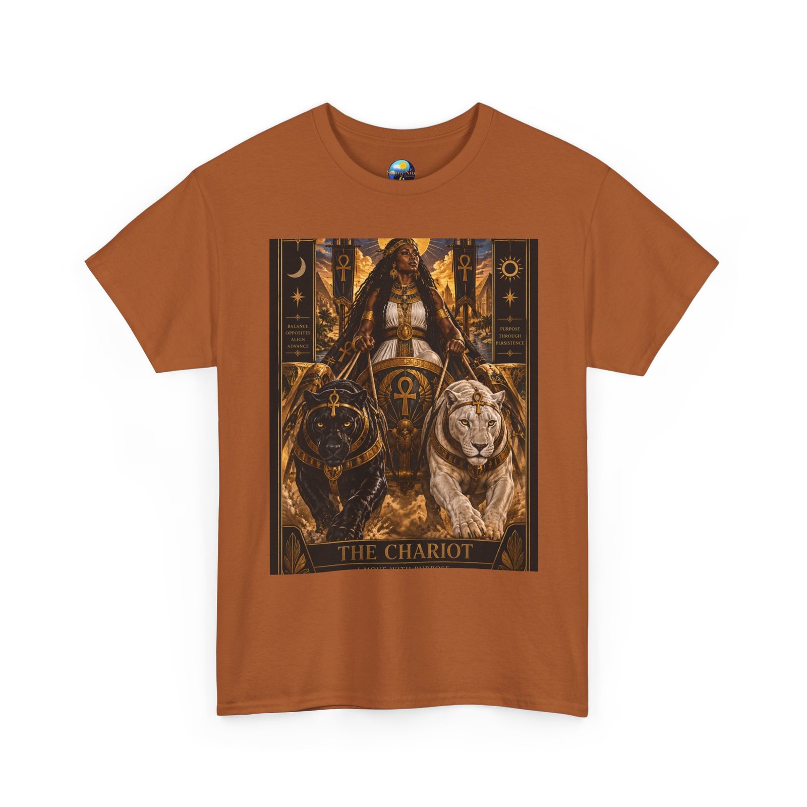 The Chariot Tarot Tee — Mystic Lion & Wheel Graphic T-Shirt - Image 18