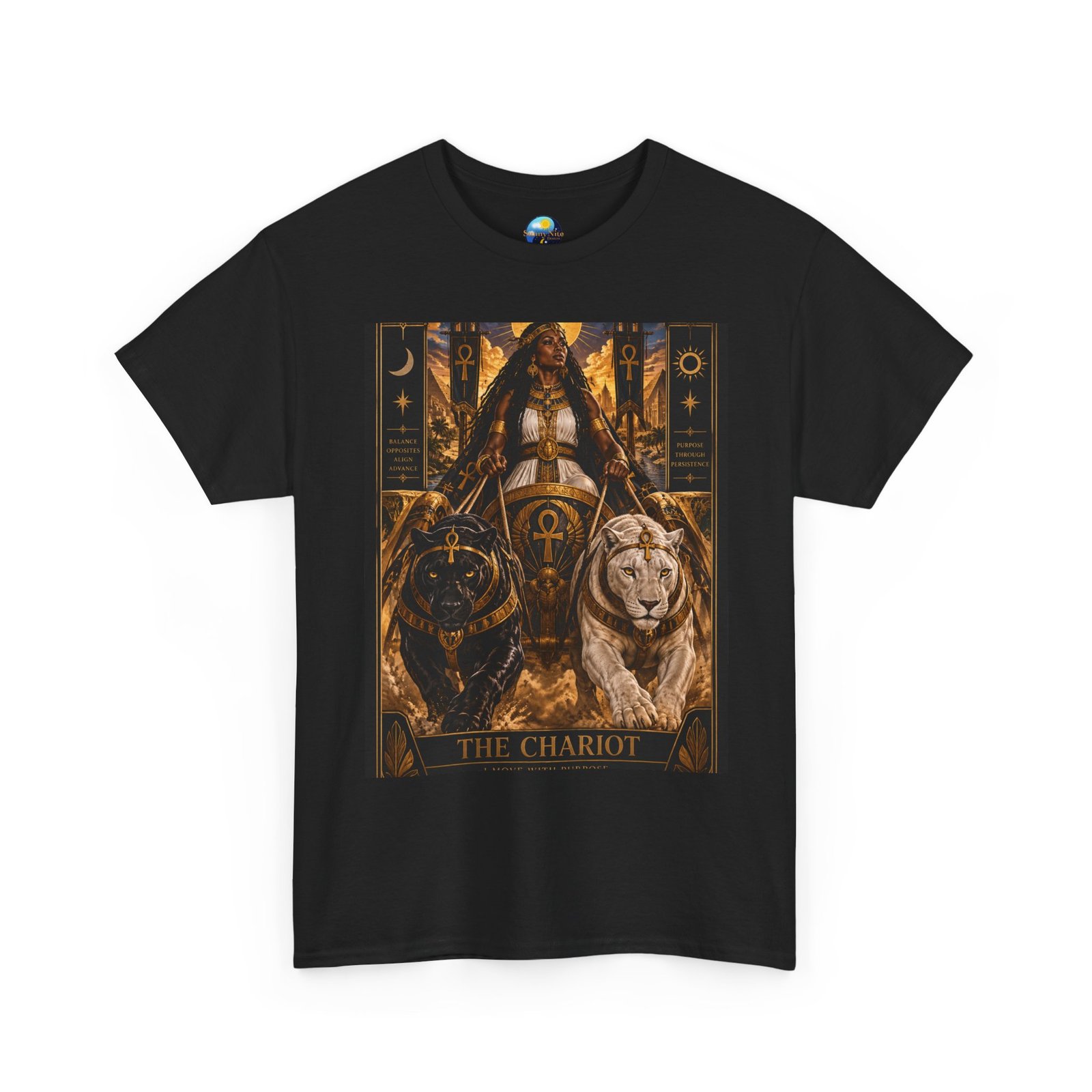 The Chariot Tarot Tee — Mystic Lion & Wheel Graphic T-Shirt - Image 13