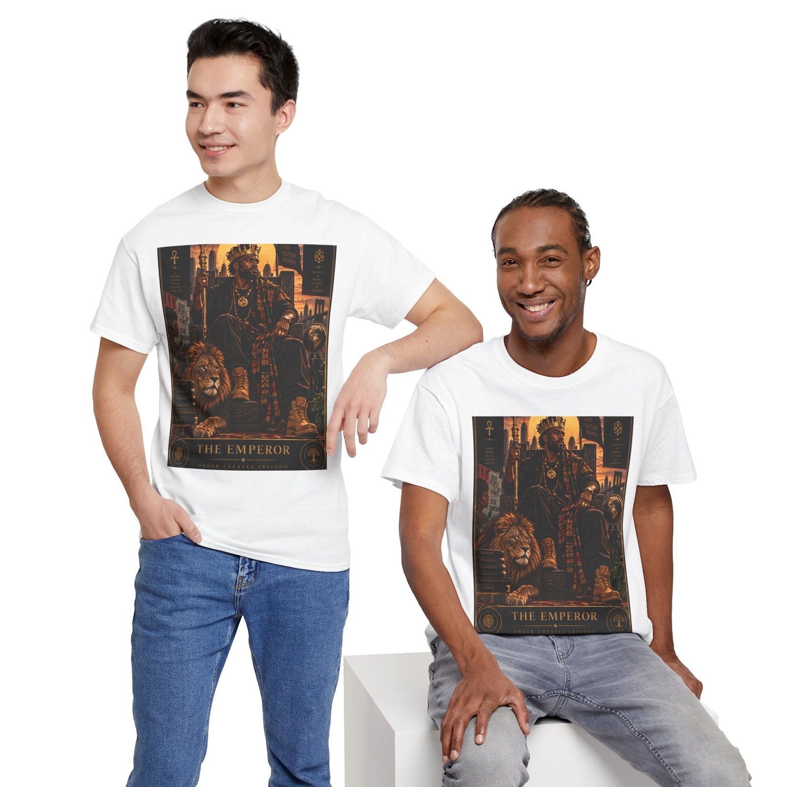 The Emperor Tarot T‑Shirt — Gothic Lion & Throne Graphic Tee - Image 5