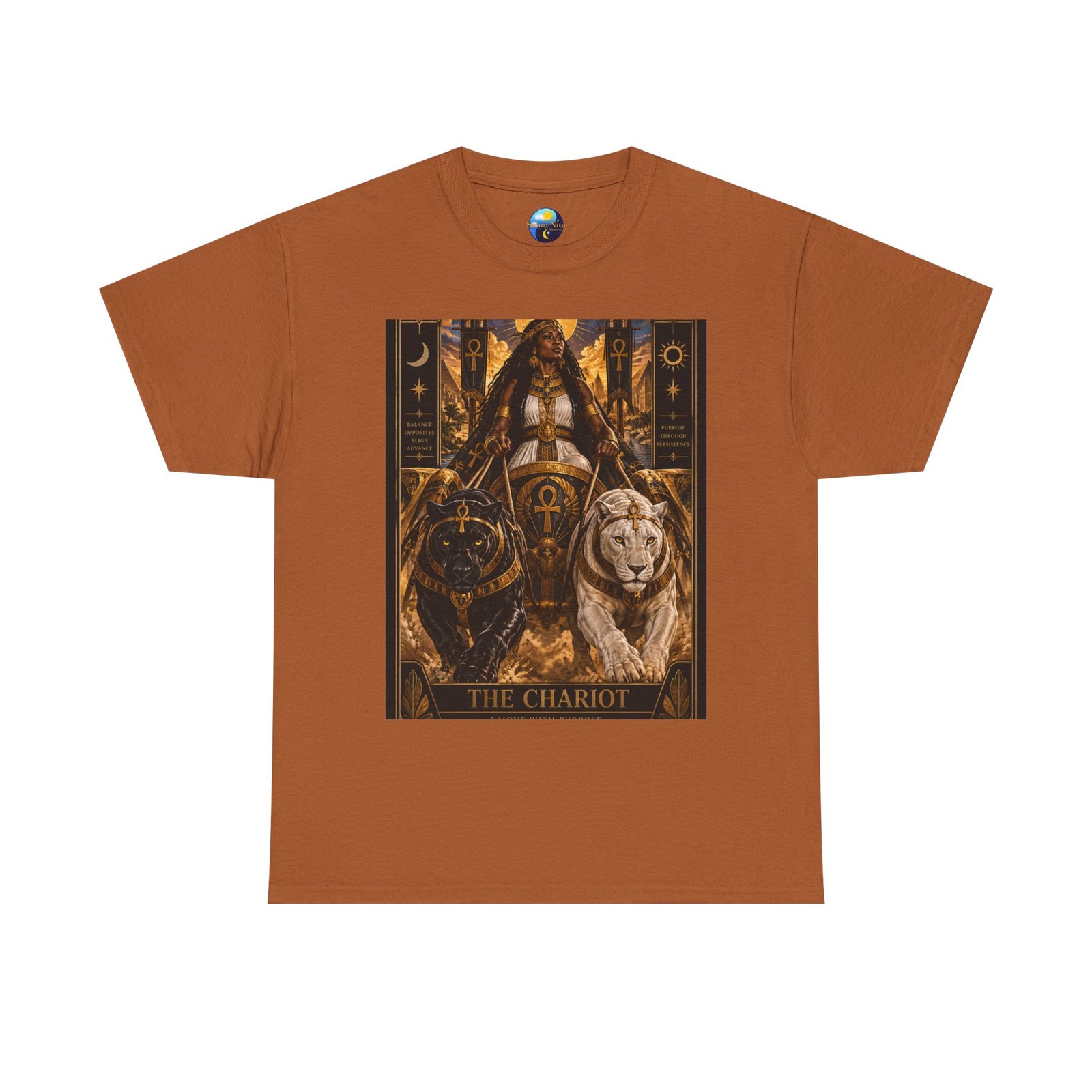 The Chariot Tarot Tee — Mystic Lion & Wheel Graphic T-Shirt - Image 16