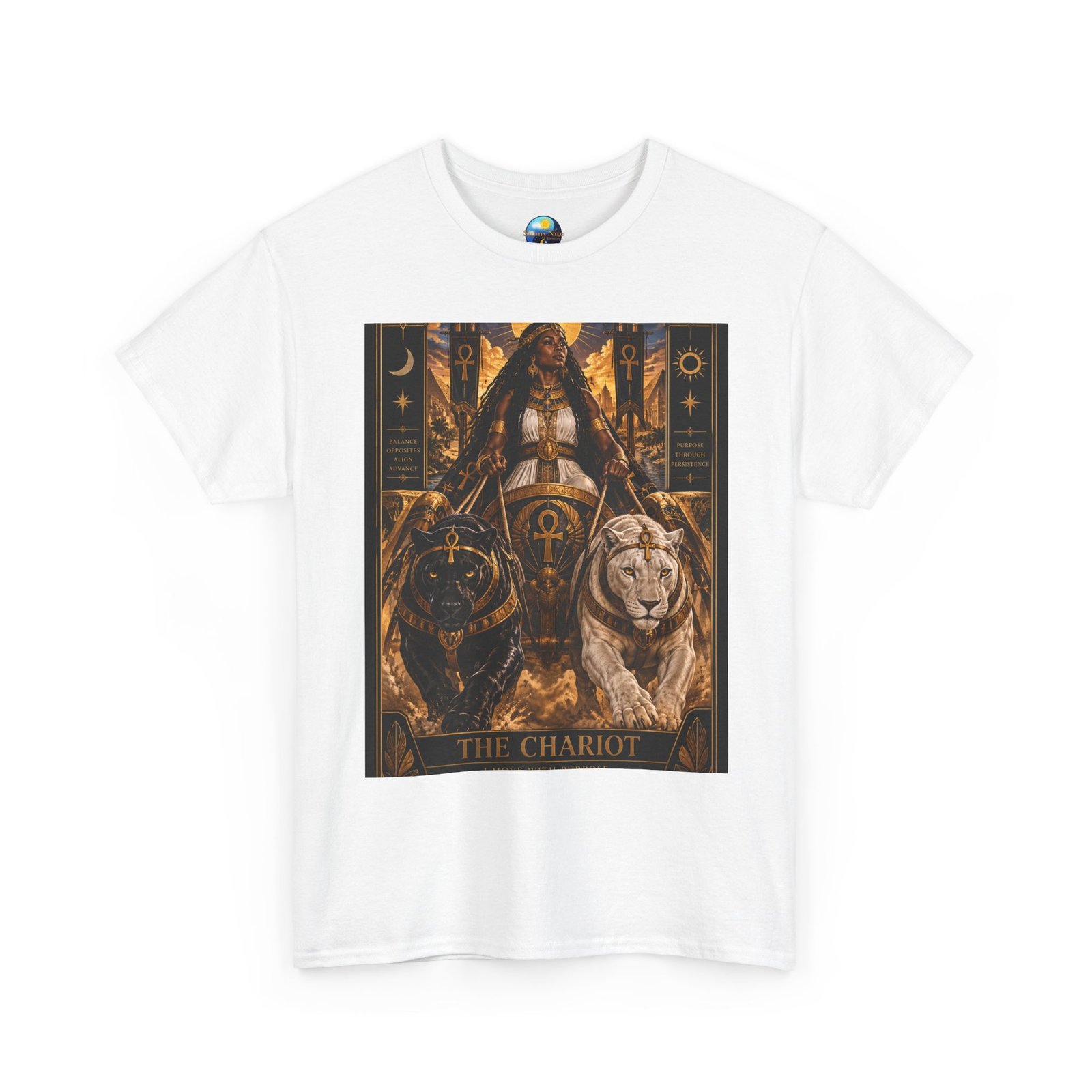 The Chariot Tarot Tee — Mystic Lion & Wheel Graphic T-Shirt - Image 8