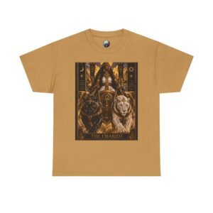The Chariot Tarot Tee — Mystic Lion & Wheel Graphic T-Shirt