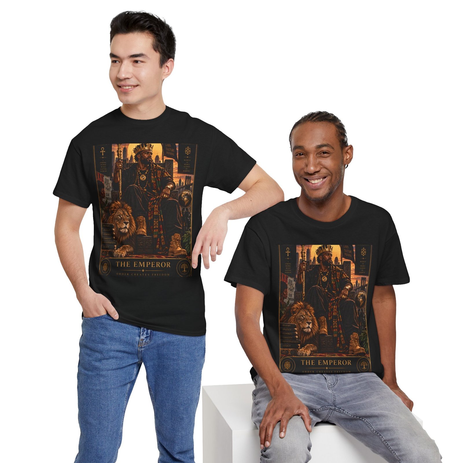 The Emperor Tarot T‑Shirt — Gothic Lion & Throne Graphic Tee - Image 10