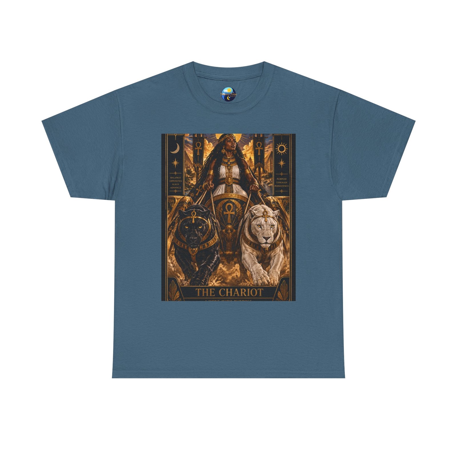 The Chariot Tarot Tee — Mystic Lion & Wheel Graphic T-Shirt - Image 21