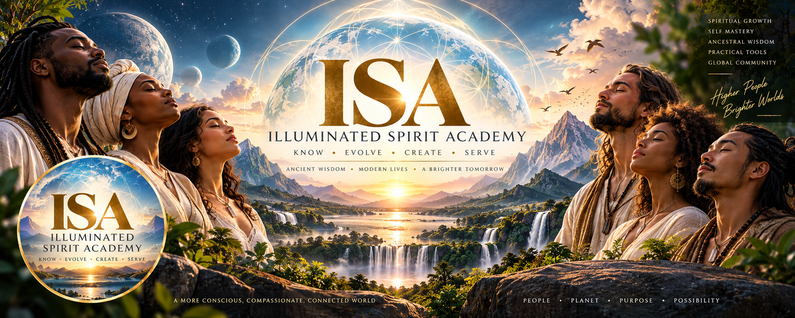 ISA. Illuminated Spirit Academy. Know, Evolve, Create, Serve.